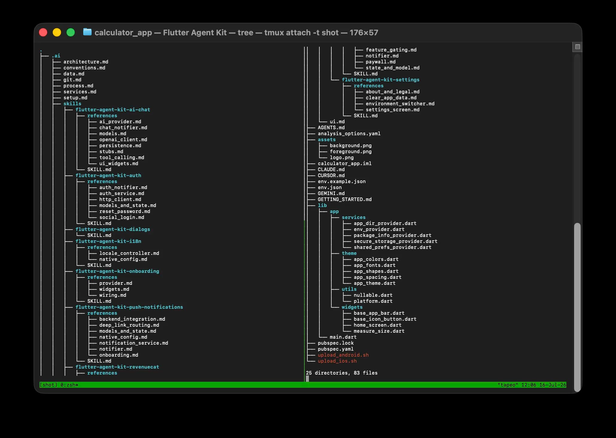 Flutter Agent Kit project architecture and file tree
